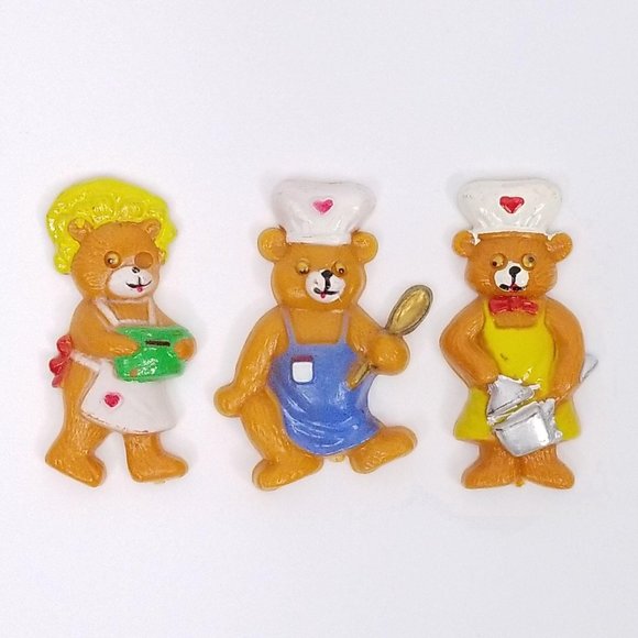 Vintage Kitchen Refrigerator Magnets Bears Chefs - Picture 1 of 9